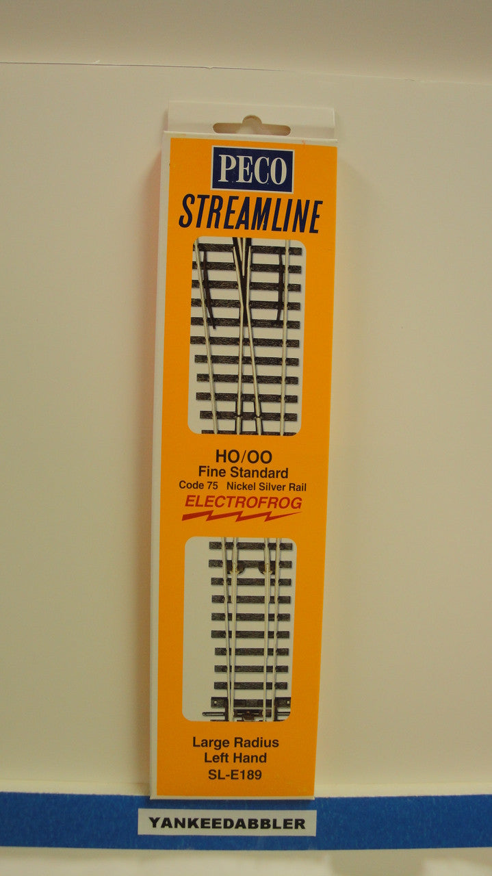 SL-E189 Peco / SL-E189 Code 75 Left-Hand Large Radius Electrofrog Turnout (SCALE=HO ) P Part # PCO-SL-E189