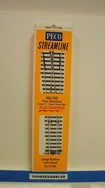 SL-E189 Peco / SL-E189 Code 75 Left-Hand Large Radius Electrofrog Turnout (SCALE=HO ) P Part # PCO-SL-E189