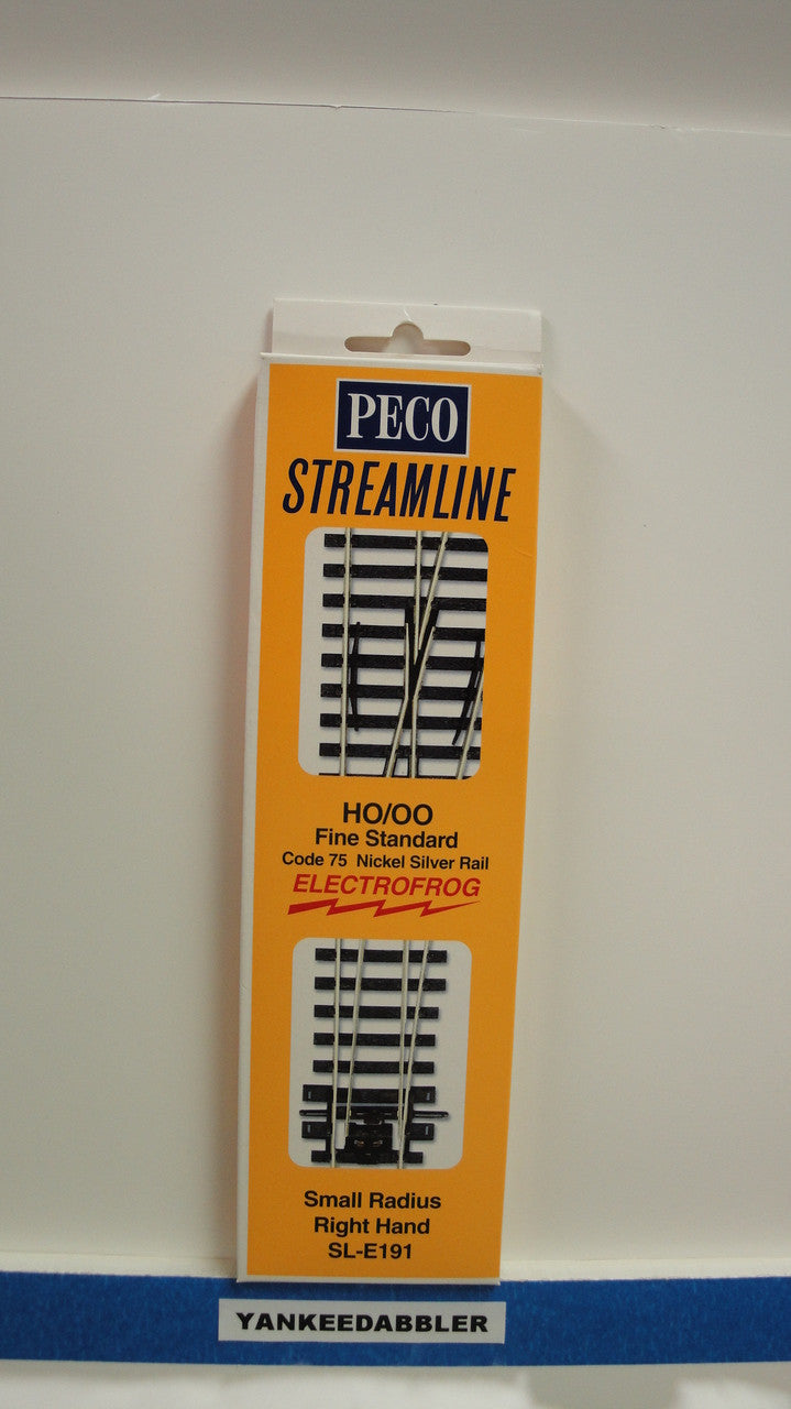 SL-E191 Peco / SL-E191 Code 75 Right-Hand Small Radius Electrofrog Turnout (SCALE=HO ) P Part # PCO-SL-E191