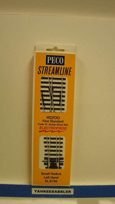 SL-E192 Peco / SL-E192 Code 75 Left-Hand Small Radius Electrofrog Turnout (SCALE=HO ) P Part # PCO-SL-E192