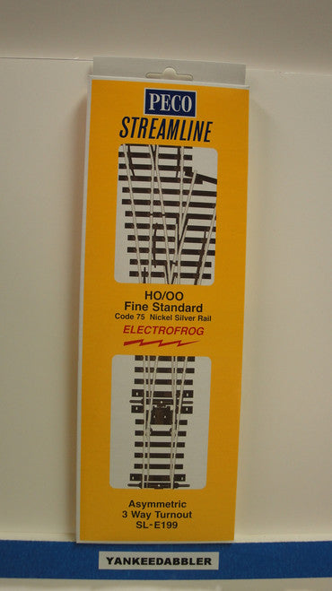 SL-E199 Peco / SL-E199 Code 75 Asymmetric 3-Way Electrofrog Turnout (SCALE=HO ) P Part # PCO-SL-E199