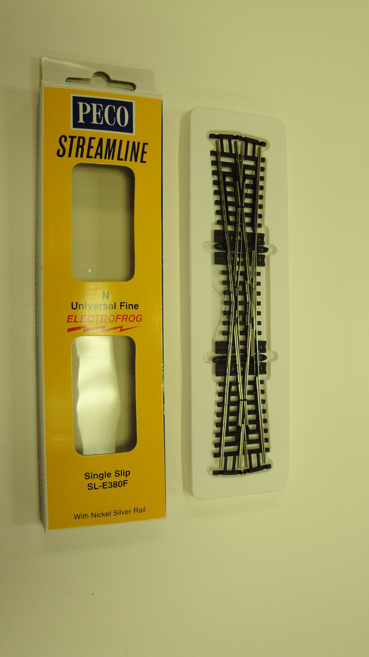 SL-E380F Peco / SL-E380F N 10 DEGREE SINGLE SLIP CODE 55 ELECTROFROG (SCALE=N ) Part # PCO-SL-E380F