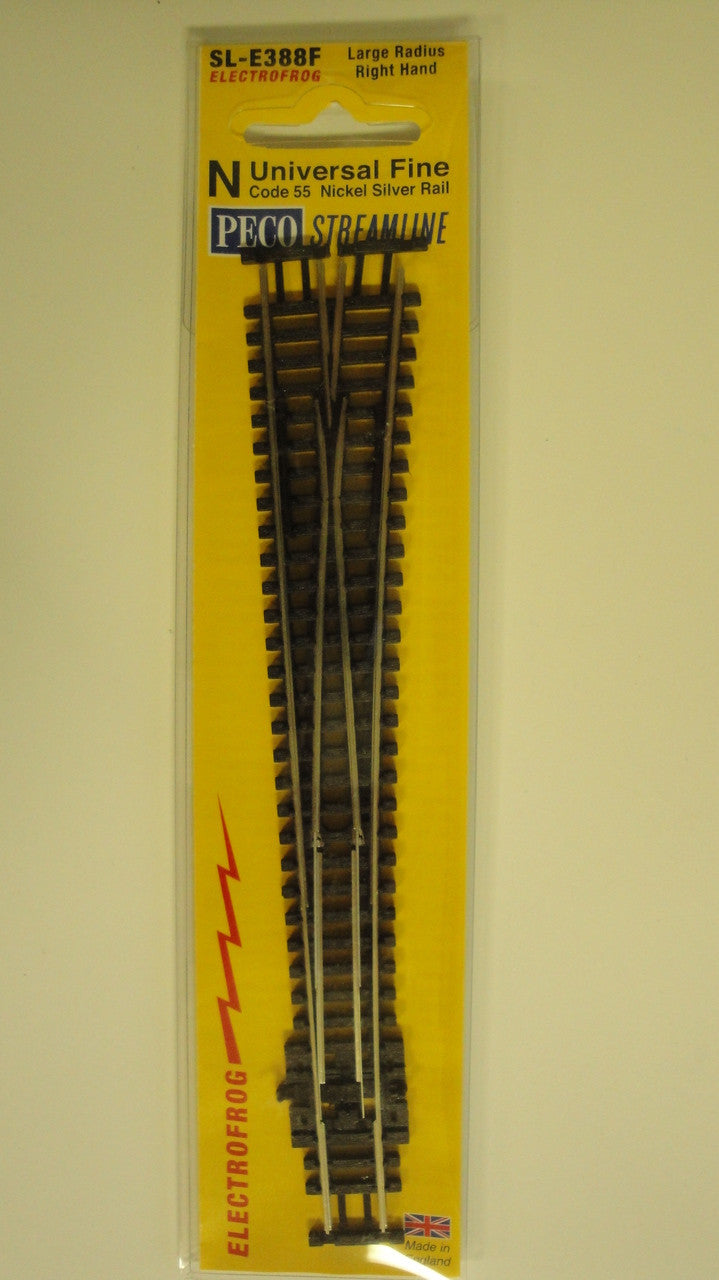 Peco SL-E388F #8 Turnout Long 36" Radius Electrofrog Right Code 55 N Scale