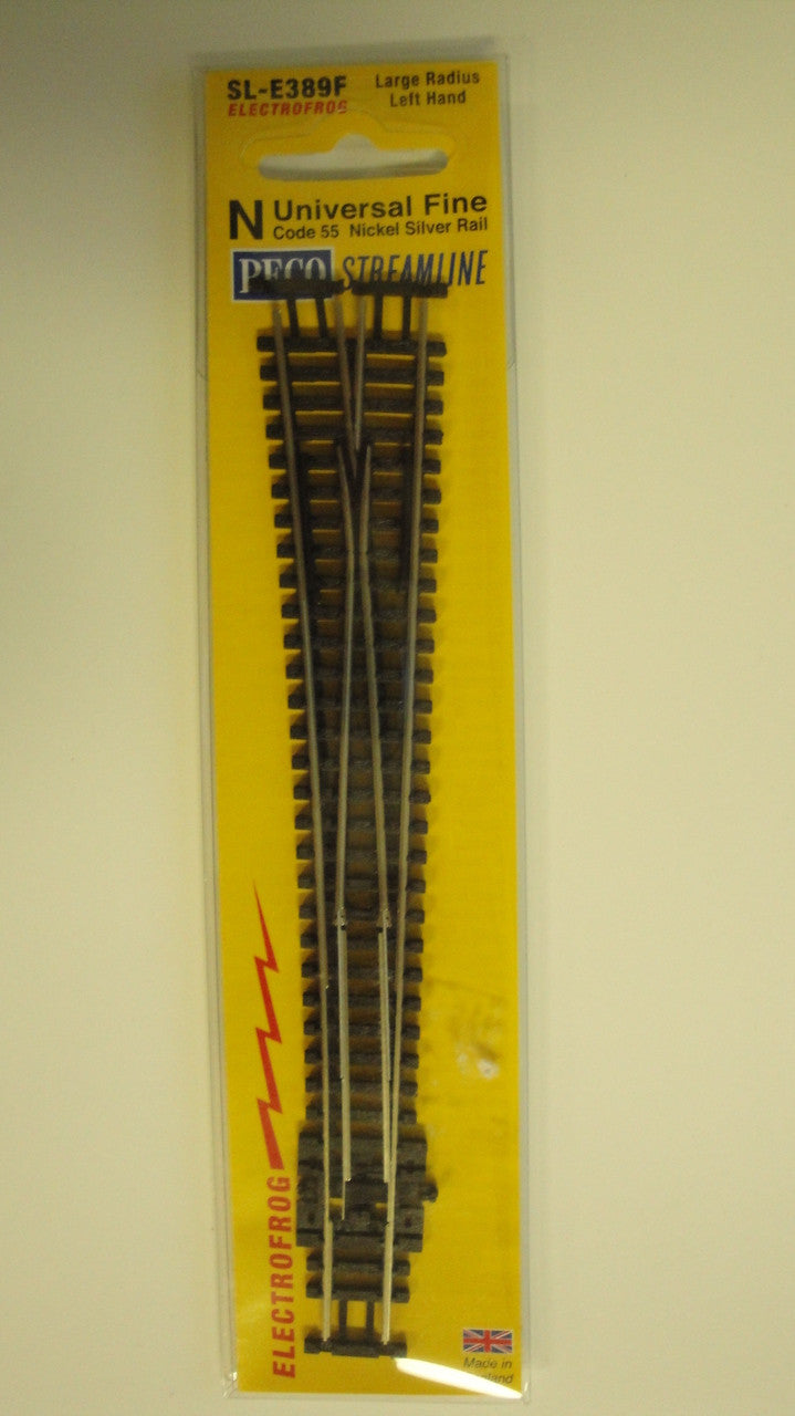 Peco SL-E389F #8 Turnout Long 36" Radius Electrofrog Left Code 55 N Scale