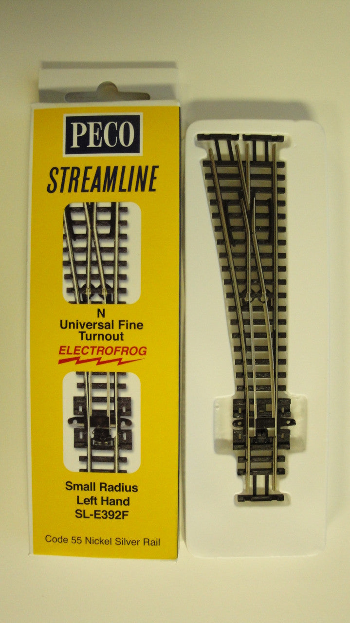 Peco SL-E392F #4 Small Radius Left Electrofrog Code 55 N Scale