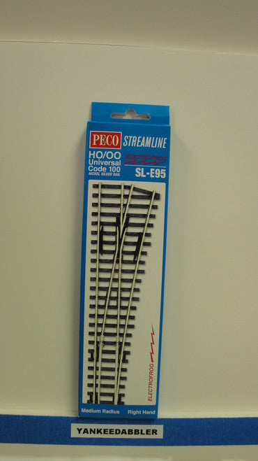 SL-E95 Peco / SL-E95 Code 100 Right-Hand Medium Radius Electrofrog Turnout (SCALE=HO ) P Part # PCO-SL-E95