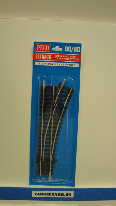 ST-240 Peco / ST-240 Setrack HO Code 100 438mm 17 1/4 inch Radius Right Hand Insulfrog Turnout (SCALE=HO ) P Part # PCO-ST-240