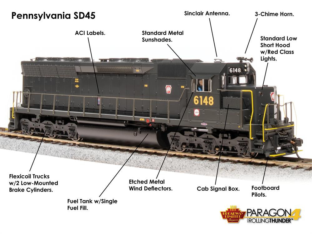 BLI 4289 EMD SD45, PRR Pennsylvania #6148, Brunswick Green, Paragon4 SOUND & DCC HO Scale