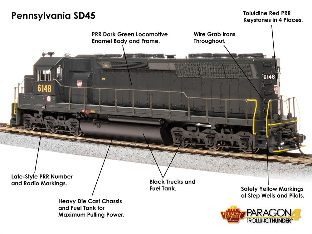 BLI 4290 EMD SD45, PRR Pennsylvania #6157, Brunswick Green, Paragon4 SOUND & DCC HO Scale