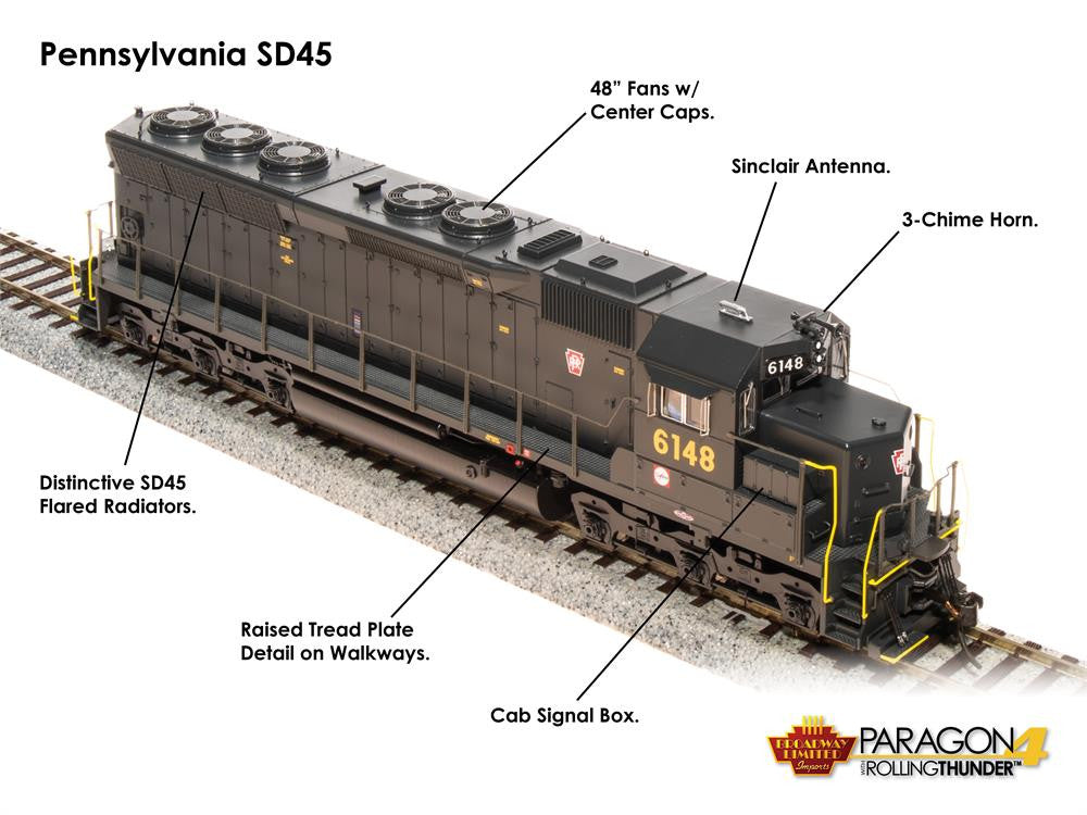 BLI 4289 EMD SD45, PRR Pennsylvania #6148, Brunswick Green, Paragon4 SOUND & DCC HO Scale