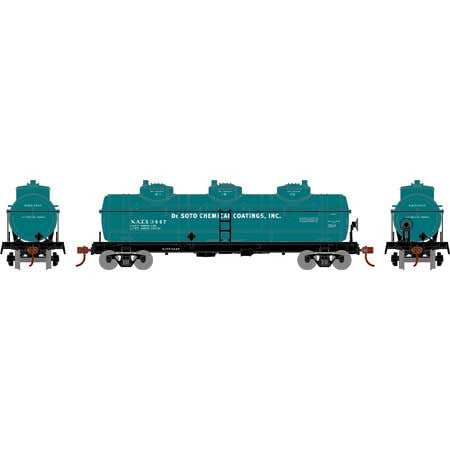 Athearn RND3191 3 Dome Tank Car NATX DeSoto Chemical Coatings #3447 HO Scale