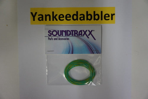810147 Soundtraxx /  Ultra-Flexible 30AWG Wire, Green / Yellow Stripe (SCALE=ALL) Part # = 678-810147