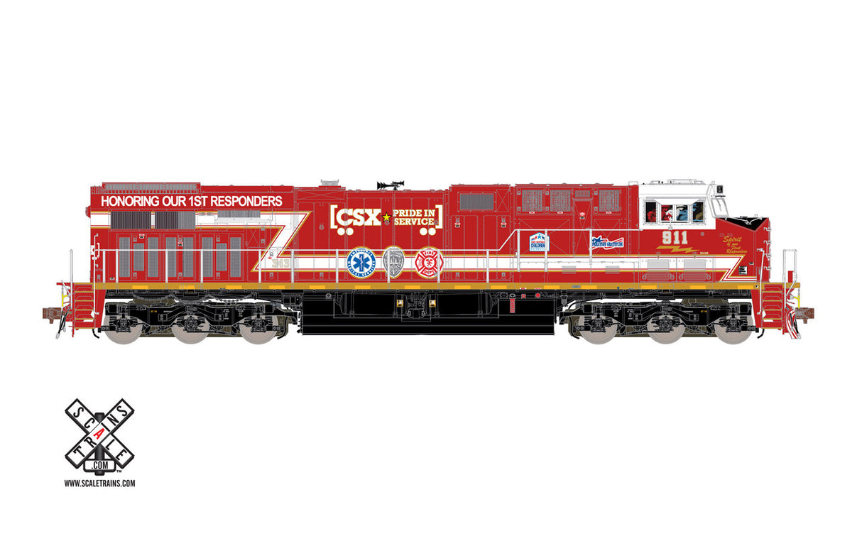 Scaletrains SXT32395-6 GE ES44AH - CSX - First Responders #911 - ESU v5.0 DCC & Sound HO Scale