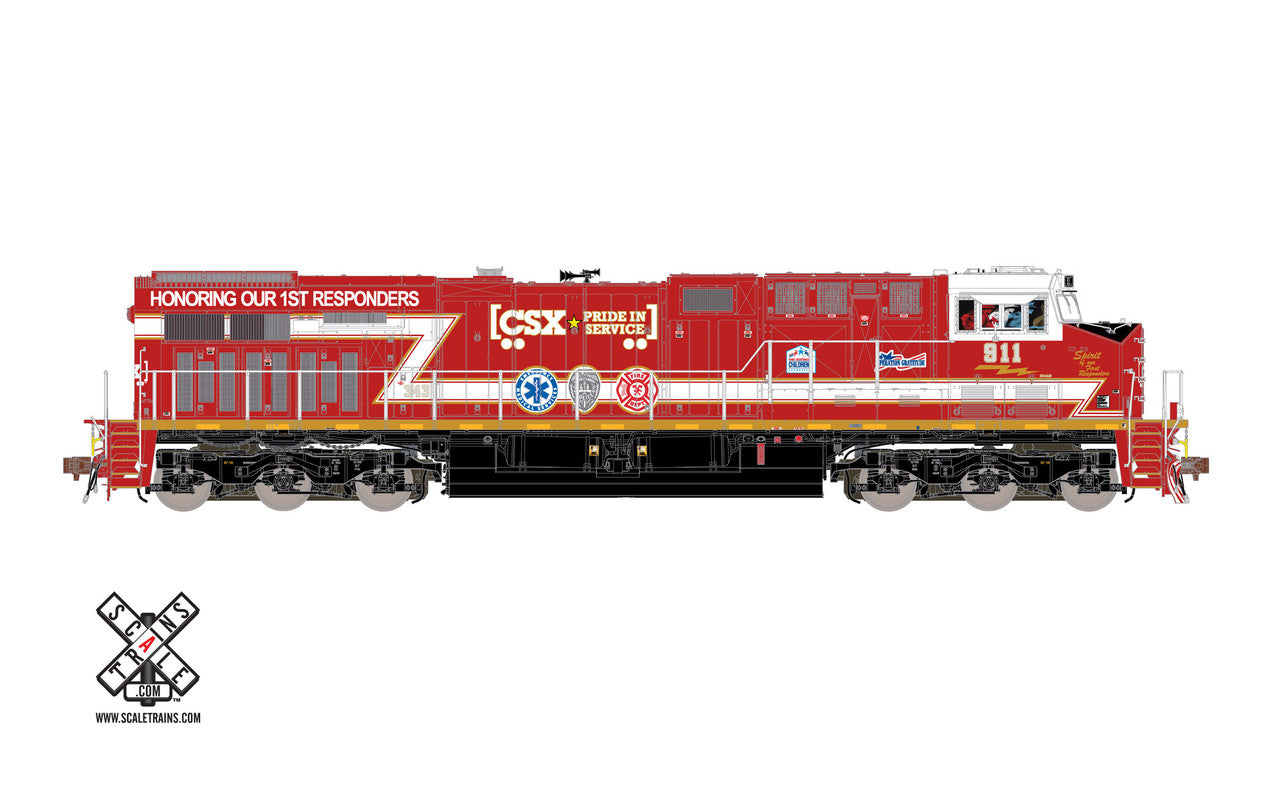 Scaletrains SXT32395-6 GE ES44AH - CSX - First Responders #911 - ESU v5.0 DCC & Sound HO Scale