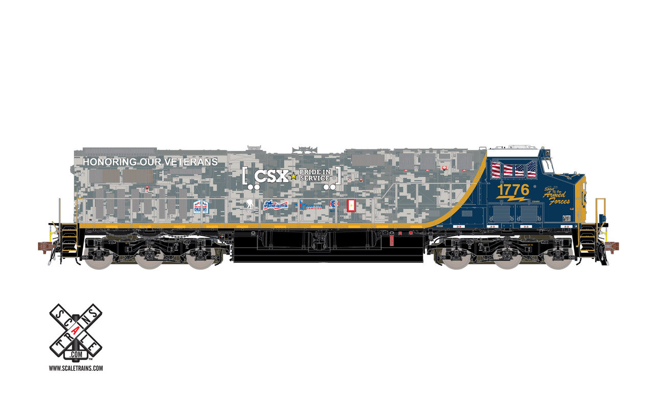Scaletrains SXT32397-6 GE ES44AH - CSX - Armed Forces #1776 - ESU v5.0 DCC & Sound HO Scale