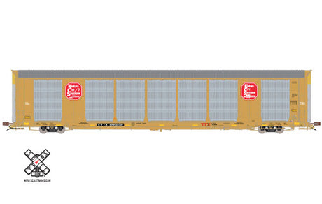 Scaletrains SXT32763 Gunderson Multi-Max Autorack Kansas City Southern/Yellow/CTTX (Run 2) #695076  HO Scale