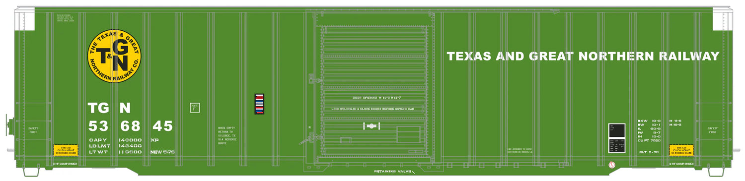 HomeShops HFB-011-002 TGN Texas & Great Northern #536898 - ExactRail Platinum Berwick 7580 Boxcar HO Scale