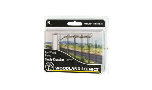 Woodland Scenics 2250 Pre-Wired Poles Single Crossbar N Scale