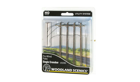 Woodland Scenics 2265 Pre-Wired Poles Single Crossbar HO Scale