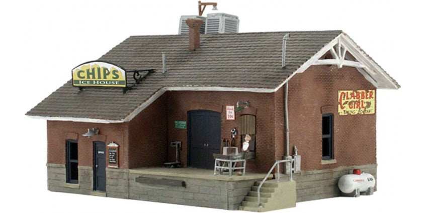 Woodland Scenics 4927 Chip's Ice House - Built & Ready Landmark Structures(R) -- Assembled - 3-71/6 x 2-17/32"  8.73 x 6.42cm N Scale