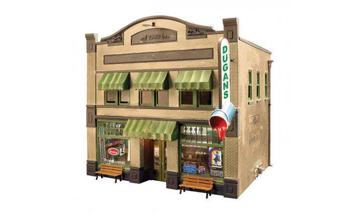 Woodland Scenics 5853 Dugan's Paint Store - Built & Ready Landmark Structures(R) -- Assembled - 8-1/8 x 6-11/16 x 7-1/2" 20.6 x 16.9 x 19cm O Scale