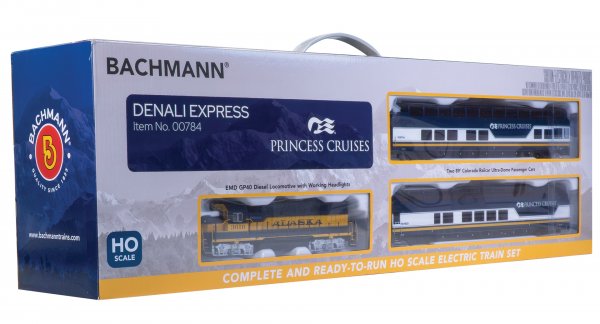Bachmann 00784 Denali Express - Standard DC -- Alaska GP40 Loco, 2 Super Dome Cars, 63 x 45 E-Z Track Oval, Speed Control HO Scale