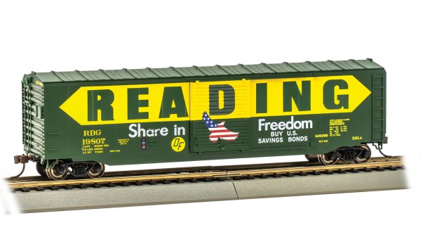 Bachmann 19416 50' Sliding Door Boxcar (US Saving Bonds) - Reading #19807 (without roofwalk) HO Scale