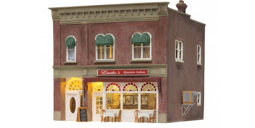 Woodland Scenics 4945 Emilio's Italian Restaurant - Built-&-Ready(R) Landmark Structures(R) -- Assembled - 2-1/4 x 2-7/16 x 2-11/32"  5.7 x 6.2 x 6cm N Scale