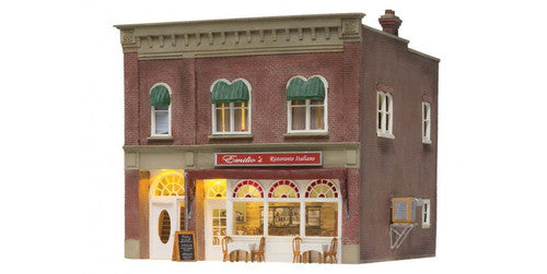 Woodland Scenics 5855 Emilio's Italian Restaurant - Built-&-Ready(R) Landmark Structures(R) -- Assembled - 7-1/2 x 8-1/8 x 7-3/4"  19 x 20.6 x 19.6cm O Scale