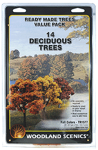 Woodland Scenics 1577 Fall Colors Deciduous Tree Pack - Ready Made Trees(TM) -- 3 to 5"  7.6 to 12.7cm pkg(14) A Scale