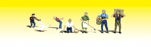 Woodland Scenics 2152 Farm People w/Goose - Scenic Accents(R) -- pkg(6) N Scale