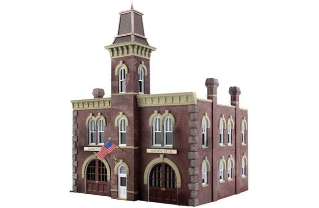 Woodland Scenics 4934 Firehouse - Built-&-Ready Landmark Structures(R) -- Assembled - 3-19/32 x 3-7/32"  9.1 x 8.2cm N Scale