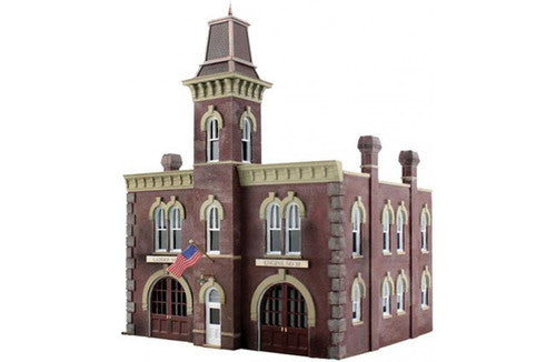 Woodland Scenics 4934 Firehouse - Built-&-Ready Landmark Structures(R) -- Assembled - 3-19/32 x 3-7/32"  9.1 x 8.2cm N Scale