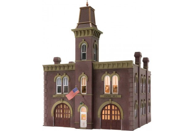 Woodland Scenics 5034 Firehouse - Built-&-Ready Landmark Structures(R) -- Assembled - 6-21/32 x 5-7/8" 16.9 x 14.9cm HO Scale