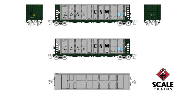 FVM 10079 Trinity RD-4 Coal Hopper, C&NW Chicago & NorthWestern #880086 Fox Valley Models N Scale
