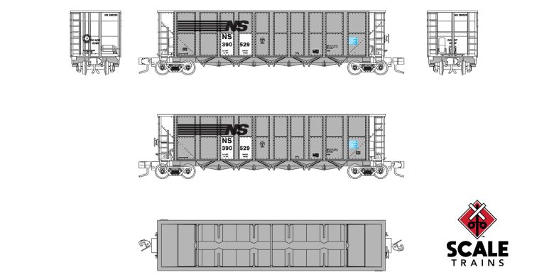 FVM 10098 Trinity RD-4 Coal Hopper, NS Norfolk Southern #390512 Fox Valley Models N Scale
