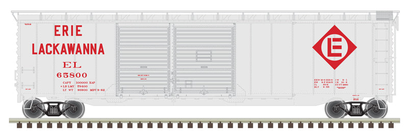 Atlas Master 20006577 Postwar 50' DD Boxcar - Erie Lackawanna 65800 (gray, maroon) HO Scale