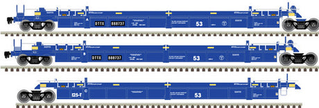 Atlas 20006623 53' Articulated Well Cars TTX #888737 (Ex-BRAN, blue, white) HO Scale