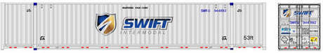 Atlas 20006672 53' Jindo Container, Swift Set 2 944856, 944867, 944892 (white, gold, blue, Shield Logo) 3 Pack HO Scale