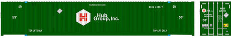 Atlas 20006673 53' CIMC Container, HUB Group NS Set 7 633514, 633554, 633588 (green, white, red) 3 Pack HO Scale