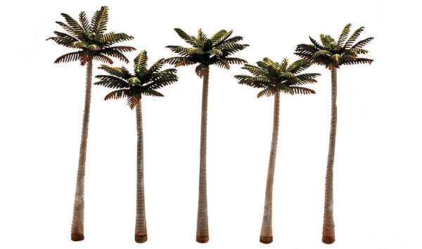 Woodland Scenics 3598 Large Palm Trees - Woodland Classics(TM) Ready Made Trees(TM) -- 4-3/4 to 5-1/4"  12.1 to 13.3cm pkg(5) A Scale