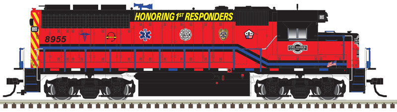 Atlas 150-10004037 GP-40 Port Harbor #8955 (1st Responders, red, white, blue, black) w/ ditch lights DCC & Sound HO Scale