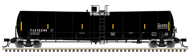 Atlas 50006166 Trinity 25,500-Gallon Tank Car - Trinity Industries Leasing TILX #253132 (black, white, 2019 Repaint) N Scale