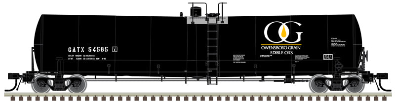 Atlas 50006176 Trinity 25,500-Gallon Tank Car 3 Pack - Owensboro Grain GATX #54562, 54575, 54596 (black, white, yellow) N Scale