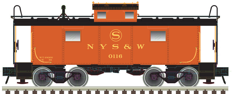 Atlas Master 20007017 NE-6 Caboose - New York, Susquehanna & Western #117 (red, yellow) HO Scale