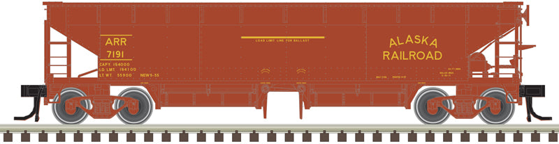 Atlas 50006603 70 Ton Hart Ballast Car - Alaska Railroad #7191 (Boxcar Red, yellow) N Scale