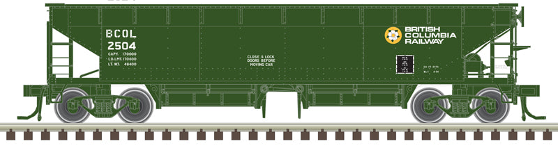 Atlas 50006610 70 Ton Hart Ballast Car - British Columbia Railway #2504 (green, white) N Scale
