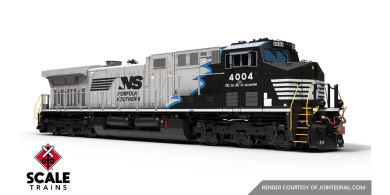 Scaletrains SXT39887 GE AC44C6M, Norfolk Southern/Black Mane/Blue Stripe/NS #4004 HO Scale