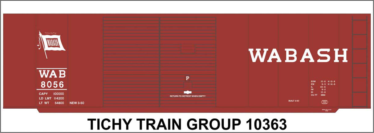 Image for 293-10363 Wabash 40'Stl Boxcar 8056