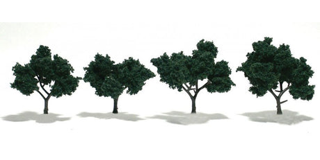 Woodland Scenics 1505 Ready-Made "Realistic Trees" - Deciduous - 2 to 3"  5.1 to 7.6cm pkg(4) -- Dark Green A Scale
